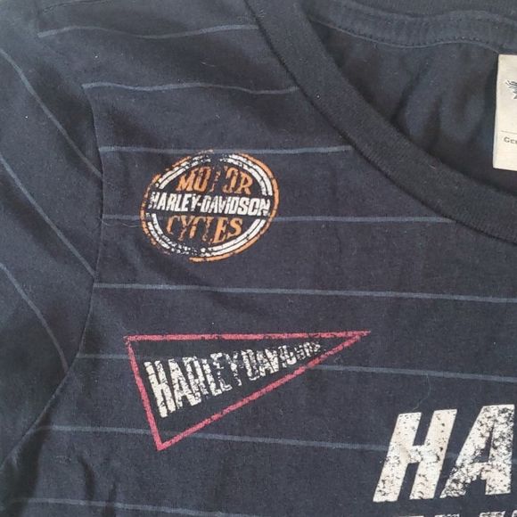 Harley-Davidson Motorcycle Authentic Striped 100 Years T-Shirt Size Medium - Picture 3 of 6